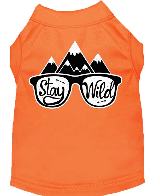 Stay Wild Screen Print Dog Shirt Orange Sm